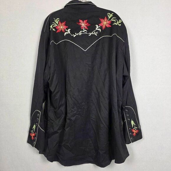Scully Mens Embroidered Western Shirt Black Red XXL - Picture 7 of 13